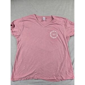 Prairie Mountain Route 66 Floral Graphic V-Neck T-Shirt Mauve Pink XXL Cotton
